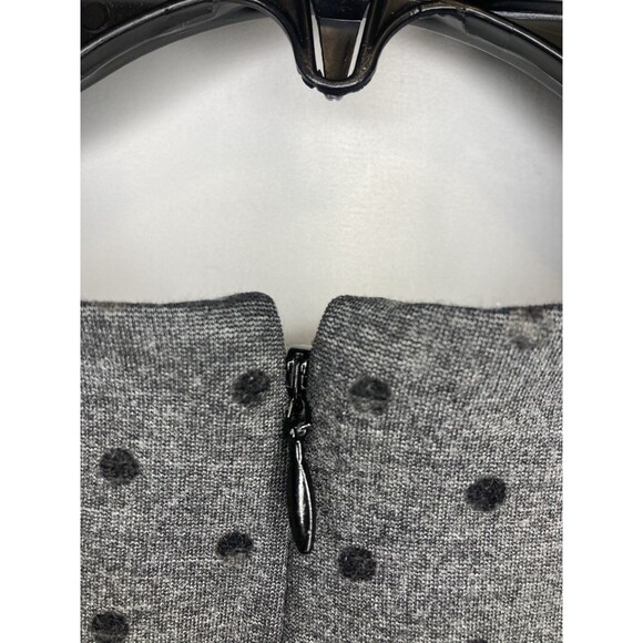 Lands End Midi Dress 8 Gray Black Polka Dot Sheath Bodycon Sleeveless Career - Picture 5 of 8